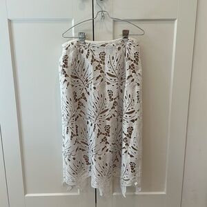 Tracy Reese White Botanical Lace Skirt Size 8 Modest
